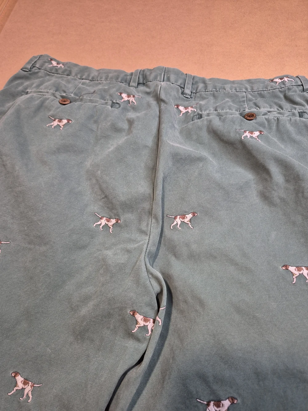 Polo by Ralph Lauren Green Chino Shorts with Embroidered Dogs